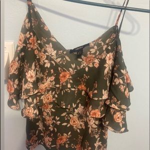 Flower spaghetti strap blouse